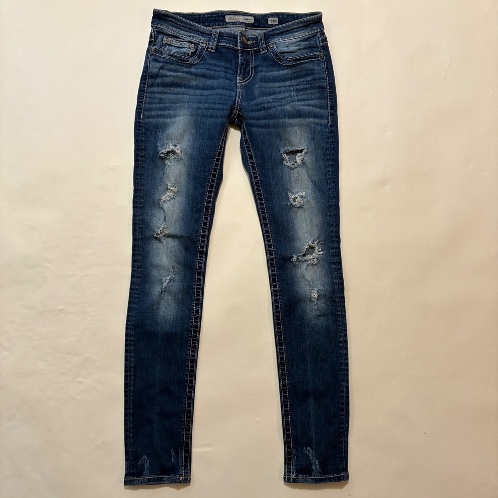 BKE Denim Sabrina Skinny Jeans Dark Wash Distressed 28R ABK253 Womens